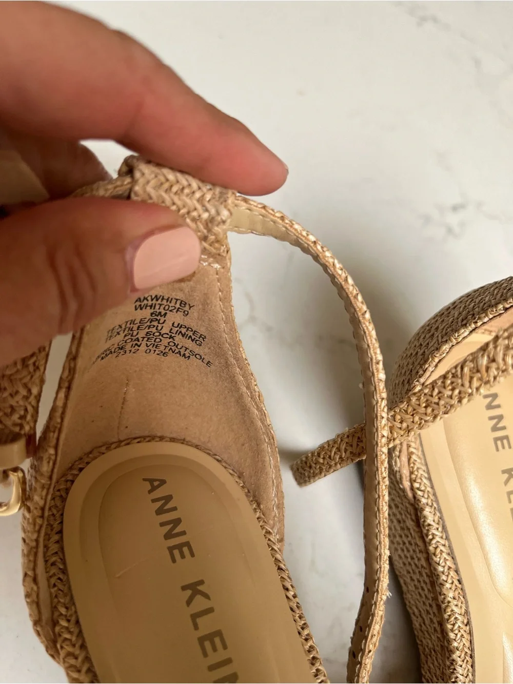 Raffia Anne Klein Tan Woven Slingback Sandal